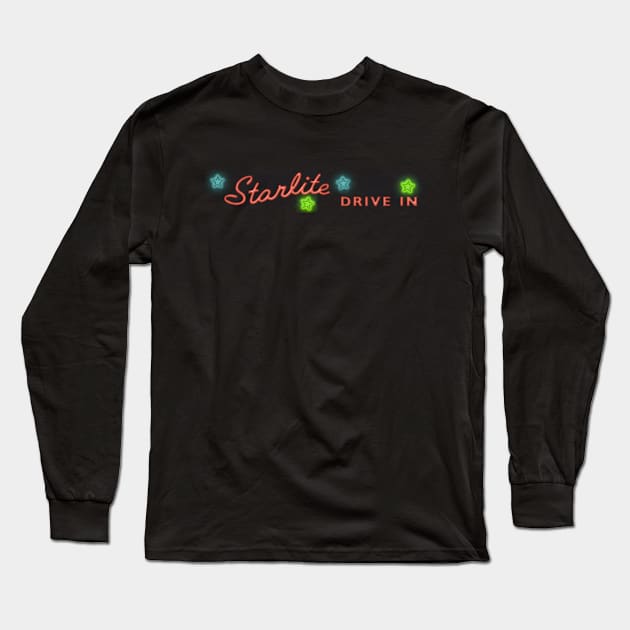 Retro Starlite Drive-In Movie Theater Vintage Durham, NC Long Sleeve T-Shirt by Contentarama